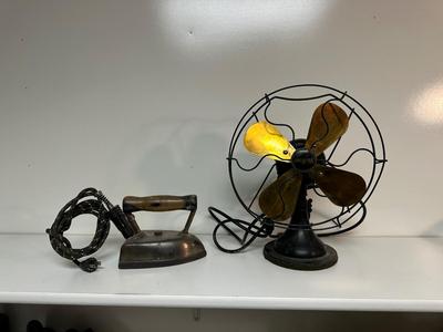 WAGNER METAL FAN AND A STERLING SERVICE CLOTHES IRON