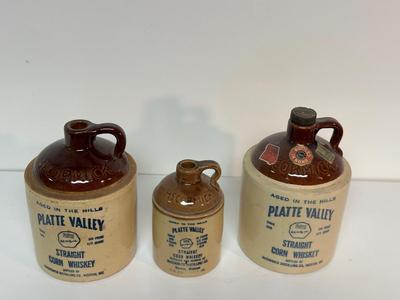 3 PLATTE VALLEY CLAY JUGS