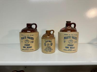 3 PLATTE VALLEY CLAY JUGS
