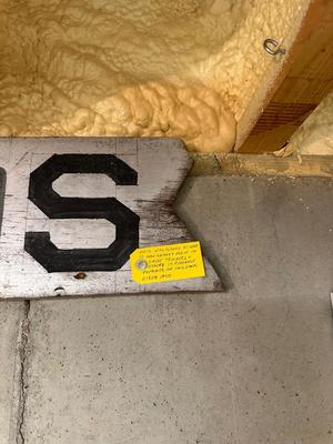 CIRCA 1940 LARGE WOODEN "SPUDS" SIGN