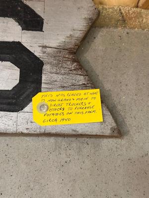 CIRCA 1940 LARGE WOODEN "SPUDS" SIGN