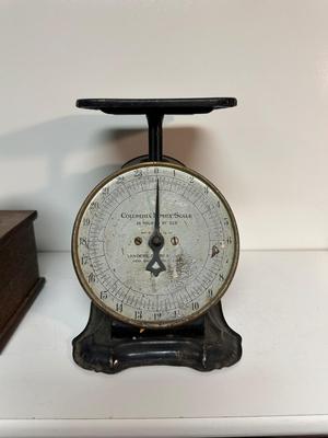 COLUMBIA FAMILY SCALE AND A COFFEE GRINDER