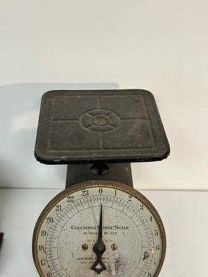 COLUMBIA FAMILY SCALE AND A COFFEE GRINDER