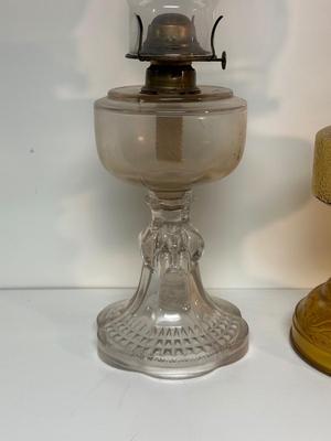 2 GLASS OIL LAMPS