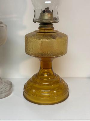 2 GLASS OIL LAMPS