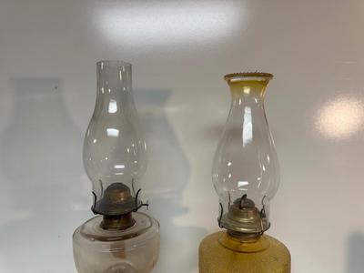 2 GLASS OIL LAMPS