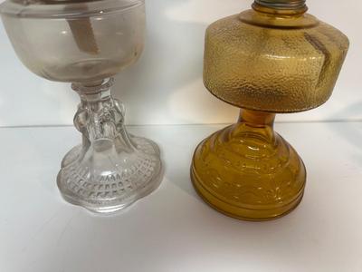 2 GLASS OIL LAMPS