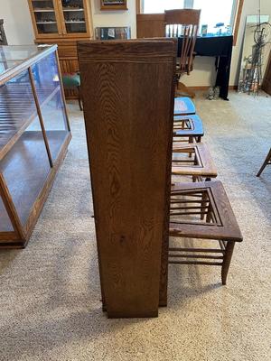 GORGEOUS ANTIQUE TABLE WITH 4 LEAVES AND 8 CANE SEAT CHAIRS