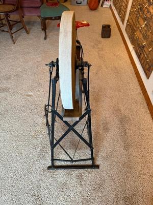 ANTIQUE FOOT-PEDAL-POWERED GRINDING WHEEL