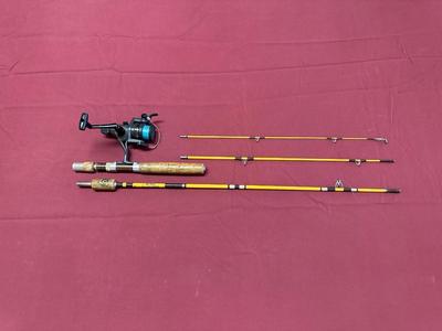 EAGLE CLAW AND WRIGHT AND MCGILL FISHING RODS AND A SHIMANO REEL
