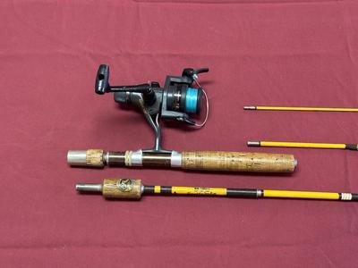 EAGLE CLAW AND WRIGHT AND MCGILL FISHING RODS AND A SHIMANO REEL