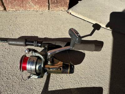 FENWICK EAGLE GRAPHITE FISHING POLE AND SHIMANO 1000 REEL WITH FISHING ROD