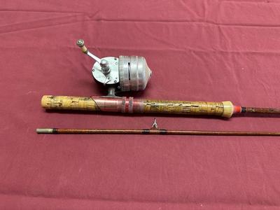 RED HOT ICE 24” ICE FISHING POLE AND PHILLIPSON FISHING ROD WITH REEL