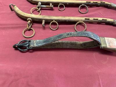 A PAIR OF HORSE HAMES AND A JERSEY BELL NO 5