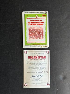 Hamilton Collection Nolan Ryan Ceramic Rookie Reprint