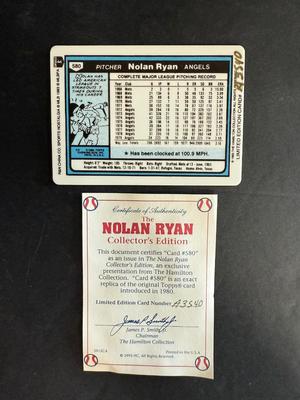 Hamilton Collection Nolan Ryan Ceramic Rookie Reprint