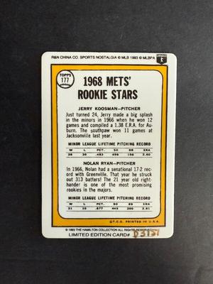 Hamilton Collection Nolan Ryan Ceramic Rookie Reprint