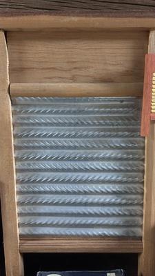 WASHBOARD. COLEBROOKDALE IRON, VTG NAPTHA SOAPS, CLOTHES PINS AND NEAT RIT DYE BOX