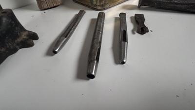 RIVET TOOLS. PUNCHES, COPPER RIVETS, OLD HAMMERS