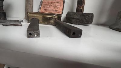 RIVET TOOLS. PUNCHES, COPPER RIVETS, OLD HAMMERS