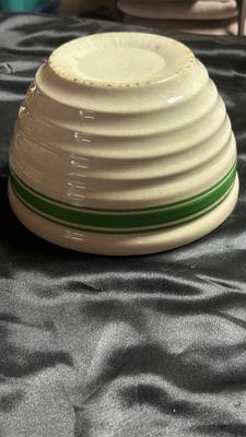 STONEWARE GLAZED BOWL AND VINTAGE COLANDERS