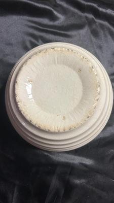 STONEWARE GLAZED BOWL AND VINTAGE COLANDERS