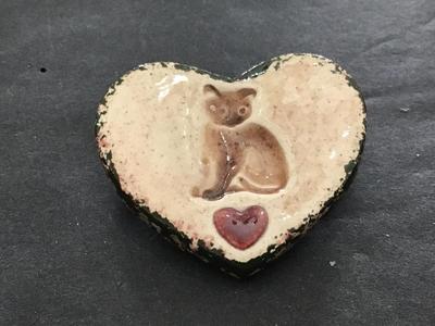 Vintage Ceramic Cat Brooch