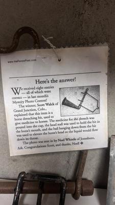 VINTAGE DRENCHING BIT AND OTHER FARM ANIMAL ITEMS