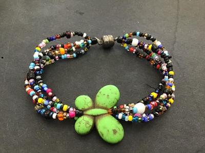 Glass Bead Stone Butterfly Bracelet