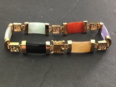 Jade Stone Braclet With Safety Chain Locking