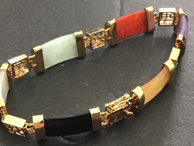 Jade Stone Braclet With Safety Chain Locking