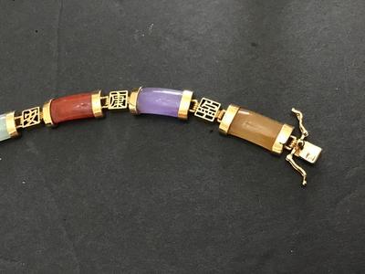 Jade Stone Braclet With Safety Chain Locking