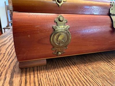 CEDAR BOX WITH BRASS ACCENTS AND OTHER WOODEN BOX