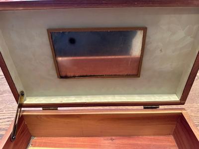 CEDAR BOX WITH BRASS ACCENTS AND OTHER WOODEN BOX