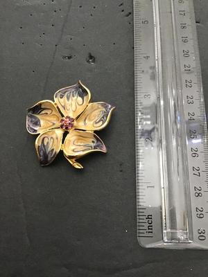 Sale Photo Thumbnail #156: Beautiful multicolored enamel brooch with rhinestones please see attached photos