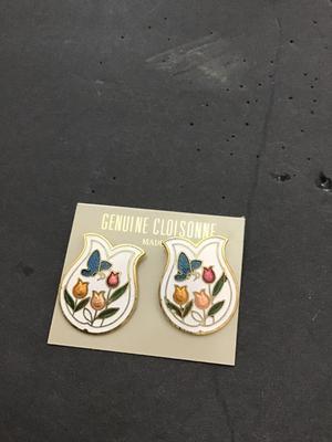 Sale Photo Thumbnail #218: Vintage, genuine, Cloisonne earrings please see attached photos