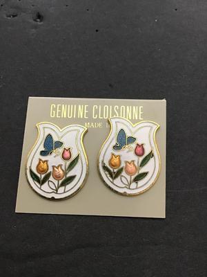 Sale Photo Thumbnail #219: Vintage, genuine, Cloisonne earrings please see attached photos