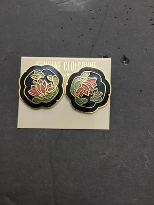 Sale Photo Thumbnail #239: Genuine Cloisonne earrings. Please see attached photos.
