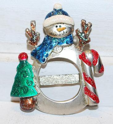 VINTAGE Christmas Snowman ©AJMC Brand BROOCH (2" x 2")