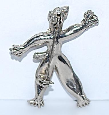 Vintage RAG DOLL SCARECROW BROOCH (1¾" x 1¼") Unsigned "Trifari" on a Silver Tone Setting