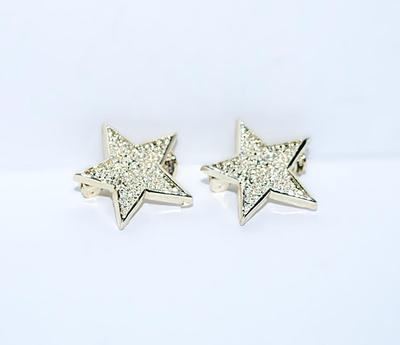 Petite Silver Color PAIR of STAR BROOCHES (¾" Diam.) Marked "Gerry's" on a Silver Tone Setting