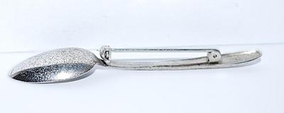 Vintage Silver Colored SPOON BROOCH (2½" x ¾") Marked "Pat. 2066969" with Silver Tone Pin Clasp