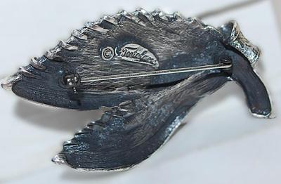 Looped Edge Silver Colored BROOCH (2¼" x 1¼") Marked "© Tortolam" - on a Silver Tone Setting