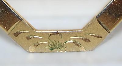Gold Colored OCTAGON BROOCH (1¼" Diam.) with Engraved Subtle Flowers on a Gold Tone Setting