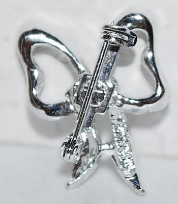 Silver Colored Ribbon-Style BOW BROOCH (1" x ¾") on a Silver Tone Setting