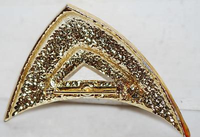 Brushed Gold Colored IRREGULAR TRIANGLE BROOCH (2¼" x 1½") on a Gold Tone Setting