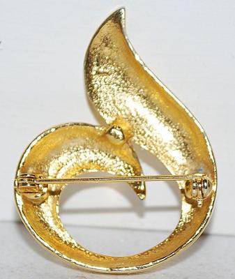 "Number 6" Gold Colored BROOCH (1¾" x 1¼") on a Gold Tone Setting