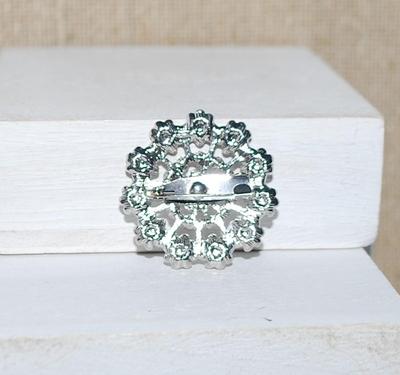 Round GLITTER STAR Silver Tone BROOCH (1⅛" Diam.)