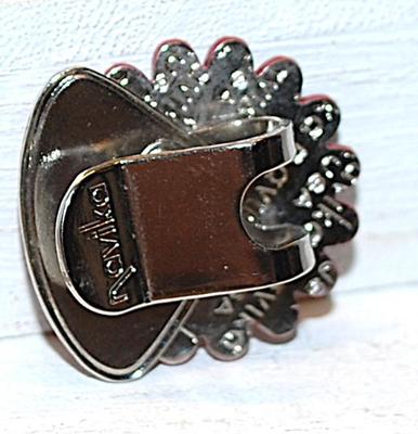 Cranberry RED SHOE CLIP (1")- Marked "Navika" with a Silver Tone Setting