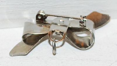 VINTAGE 1950's Silver Tone WATCH FOB PIN (1¾") with Loop & Ring